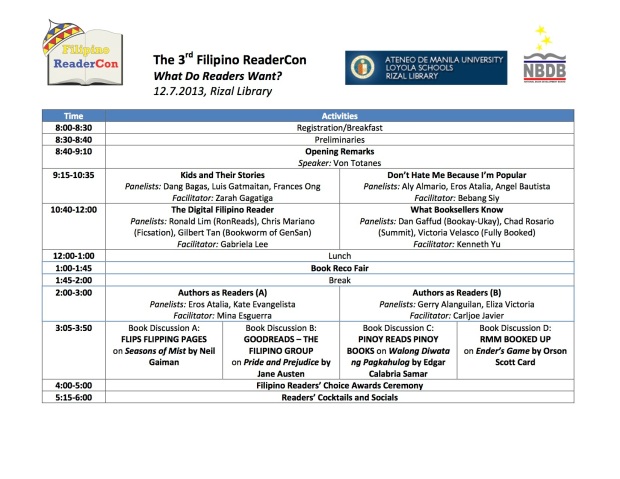 The 3rd Filipino ReaderCon - Program (12-2-2013) copy
